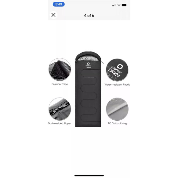 ECOOPRO LW220 Warm Weather Sleeping Bag - Picture 3 of 3